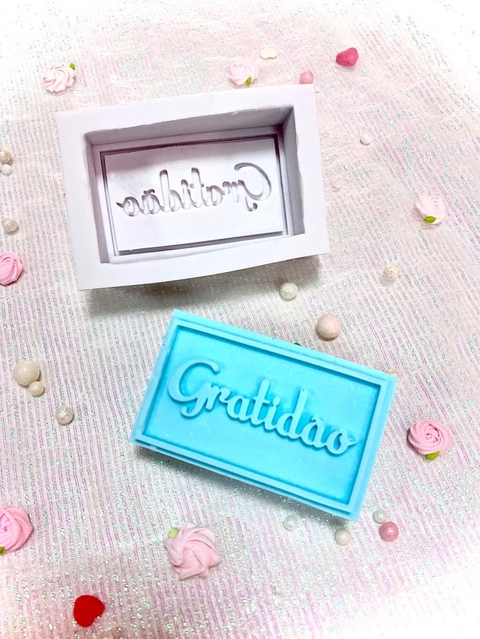 SB12 MOLDE DE SILICONE SABONETE VELA GRATIDÃO RETÂNGULO