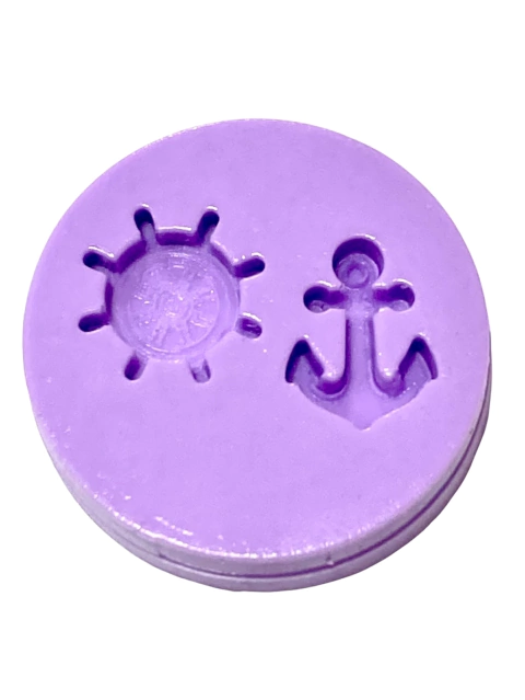 F1532 MINI MOLDE DE SILICONE TIMÃO E ÂNCORA CONFEITARIA BISCUIT
