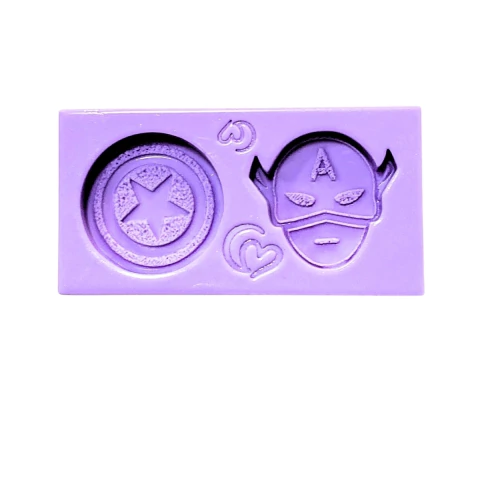 F1849 MOLDE DE SILICONE HEROIS CAPITÃO AMERICA CONFEITARIA BISCUIT