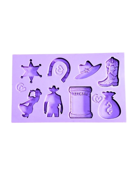 F1878 MOLDE DE SILICONE COWBOY / COUNTRY CONFEITARIA BISCUIT