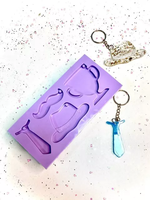 R438 Molde de silicone chapéu troféu gravata dia dos pais resina e decorar