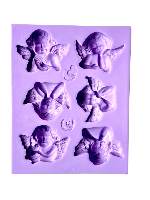 F1759 MOLDE DE SILICONE ANJOS CONFEITARIA BISCUIT