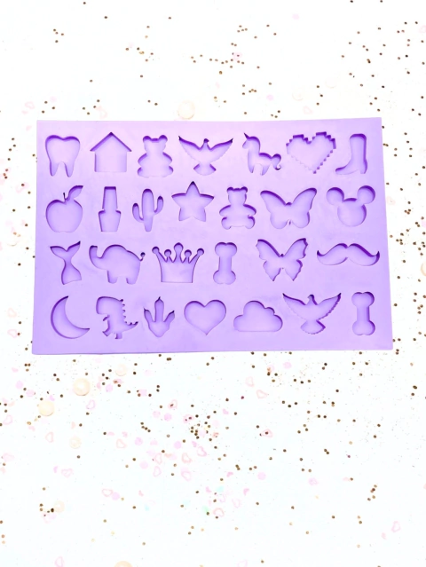 R654 Molde de silicone 27 pingentes diversos resina decorar