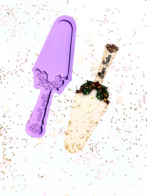 R585 Molde de silicone espátula boas festas natal resina decorar