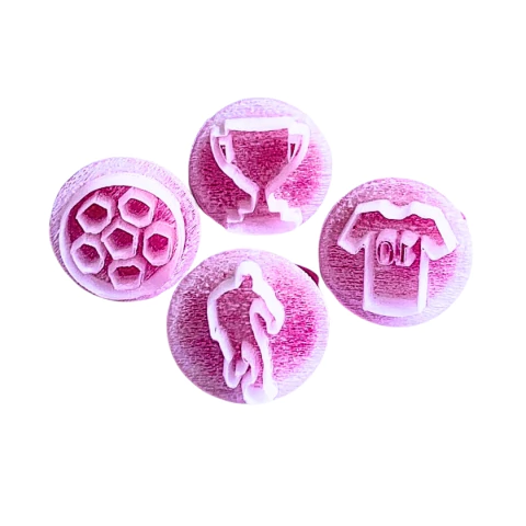 MB48 Kit com 4 marcadores de brigadeiro em acrílico Futebol /Copa confeitaria biscuit sabonete