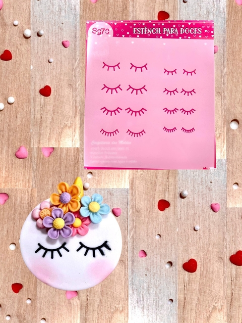 SG70 Estêncil cílios para confeitaria e artesanato.