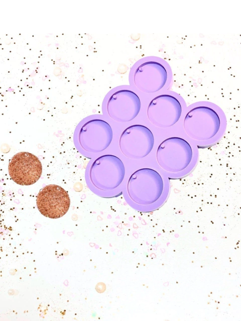 R467 MOLDE DE SILICONE PALETA CÍRCULOS FURO 4CM 9 CAVIDADES RESINA