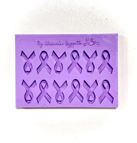 F1396 MOLDE DE SILICONE BALA LAÇO OUTUBRO ROSA NOVEMBRO AZUL CONFEITARIA BISCUIT