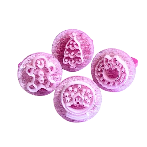 MB25 Kit com 4 marcadores de brigadeiro em acrílico Natal confeitaria biscuit sabonete