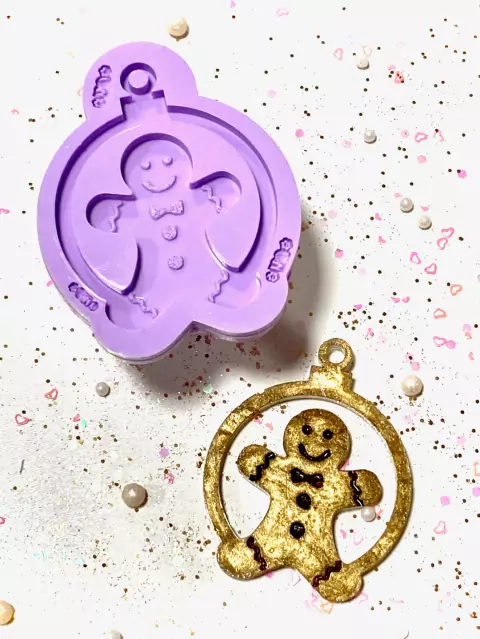 R298 Molde de silicone natal enfeite árvore ginger resina decoração