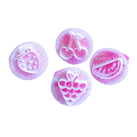 MB10 Kit com 4 marcadores de brigadeiro em acrílico Frutas confeitaria biscuit sabonete