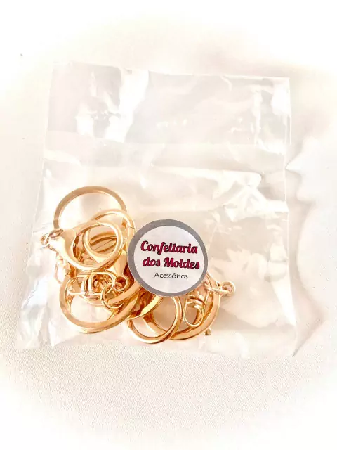A2 kit 5 Pçs chaveiro fecho mosquetão lagosta c/ argola italiana 30mm dourada