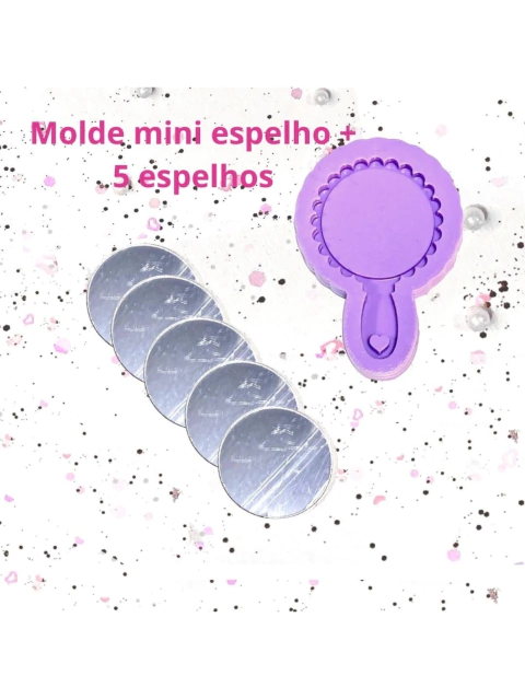 KEP7 Molde de silicone mini espelho floral + 5 espelhos resina decorar