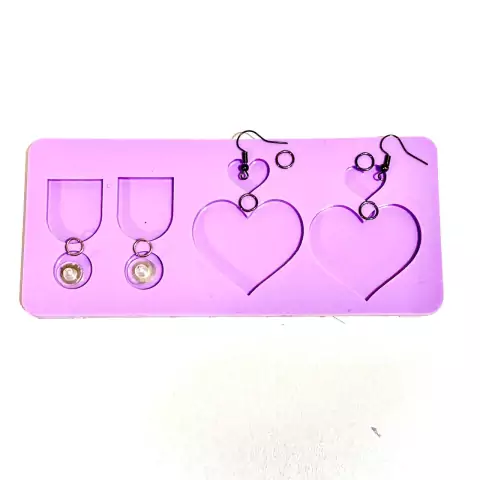 R374 Molde de silicone brincos + acessórios resina decorar