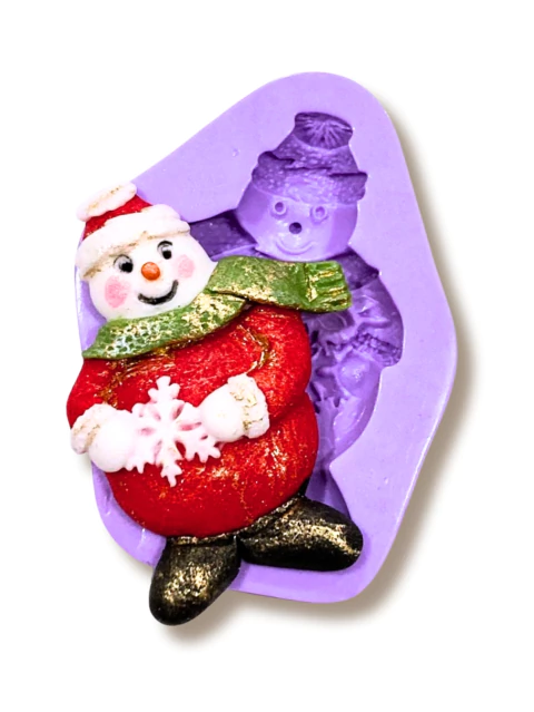 F919 MOLDE DE SILICONE BONECO DE NEVE NATAL CONFEITARIA ARTESANATO