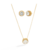 Conjunto de Colar e Brincos Ponto de Luz de Zircônia Folheado a ouro 18k