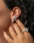 Conjunto de Anel e Brinco com Pedras de Zircônia Formato Coração Folheado a ouro 18K