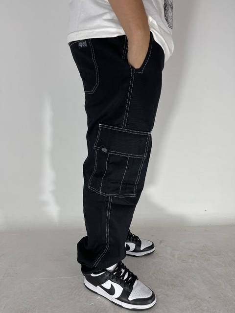 CARGO UNISEX OVERSIZE SARJA 4TICITY - BLACK/WHITE