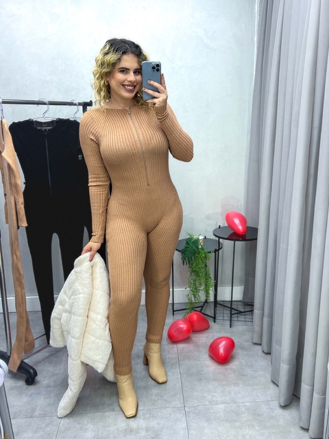 Macacão com Ziper Lã - Bege - comprar online