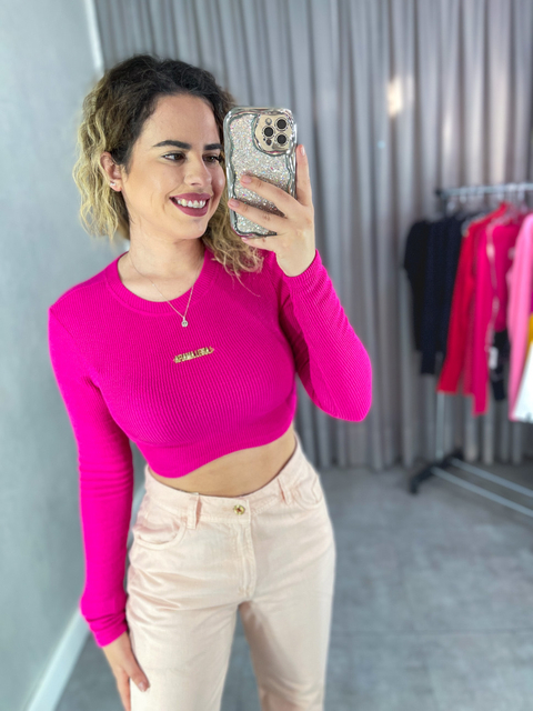 Cropped Rosa Manga Longa LABELLAMAFIA