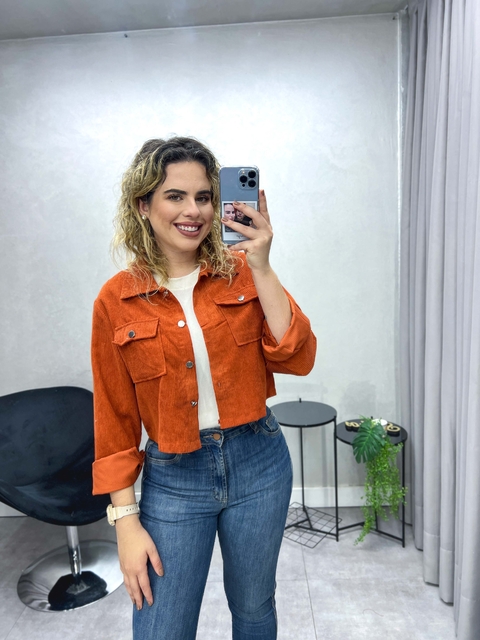 Camisa de Veludo Amélia -Terracota - comprar online