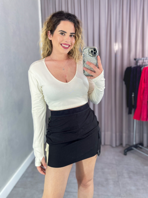 Cropped Gola V Manga Longa OFF WHITE LABELLAMAFIA