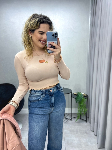 Cropped Mariah Manga Longa - Bege - comprar online