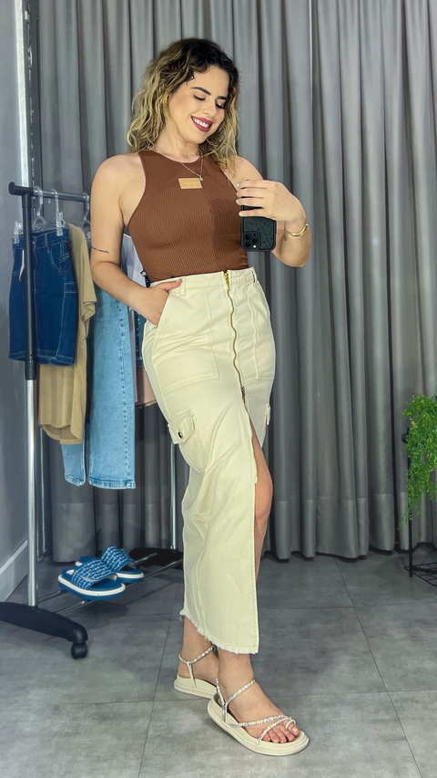 Saia Midi Ziper Trip