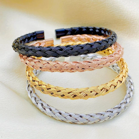 Pulsera Brazalete Hombre Esclava Rugosa De Acero Quirurgico - comprar online