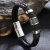 Pulsera Cuero Con Apliques Plateados Cierre Magnetico