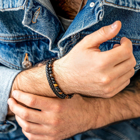 Pulsera Ojo De Tigre 2 En 1 Con Clip Cierre Rapido