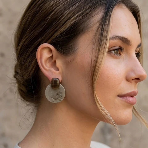 Aros Circulares Mujer Elegantes Acrílicos Vintage Bohemio - comprar online