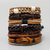 Conjunto Pulsera Brazalete Cuero 6 En 1 Trenzado Naranja