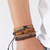 Conjunto Pulsera Brazalete Cuero 6 En 1 Trenzado Naranja en internet