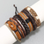 Conjunto Pulsera Brazalete Cuero 6 En 1 Trenzado Naranja - comprar online