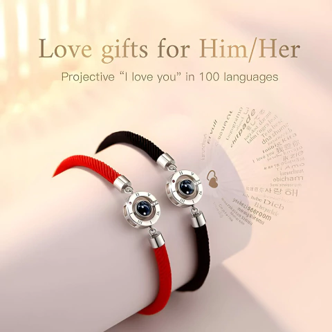 Pulsera Negra Con Dije Te Amo En 100 Idiomas Regalo Novios - comprar online