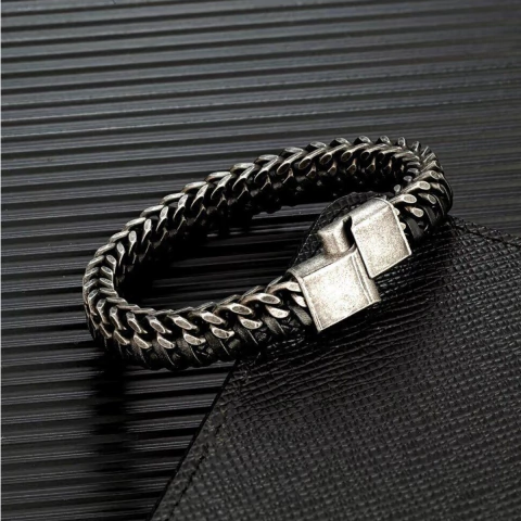 Pulsera Hombre Clip Acero Negro