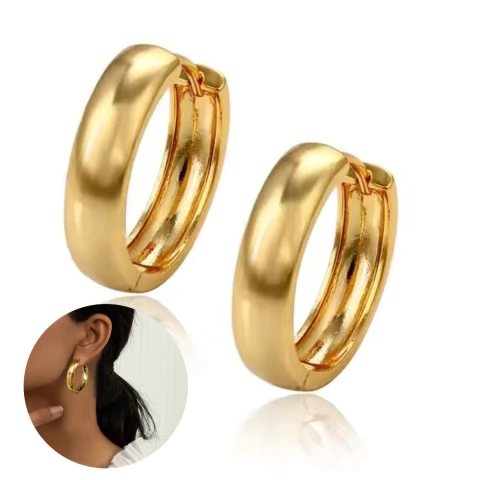 Aritos De Mujer Argolla Circular Metalica Elegantes