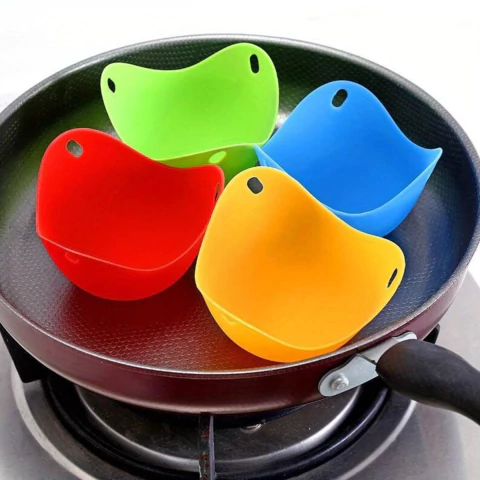 Molde Huevo Escalfado Poche Escalfador Silicona Sarten X4