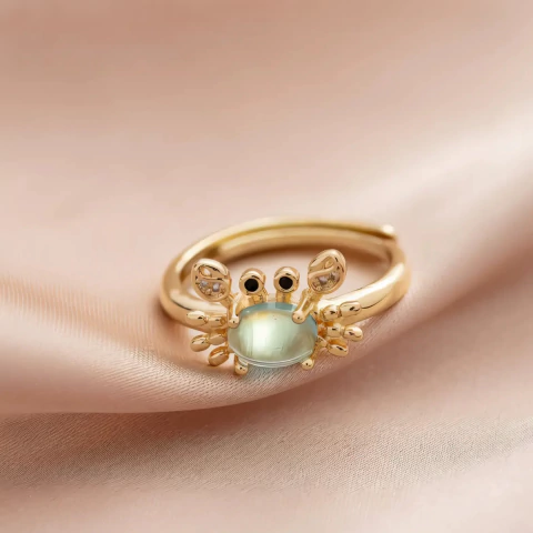 Anillo Mujer Diseño De Cangrejo Dorado Con Strass Cute - comprar online