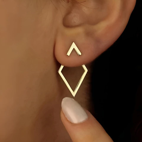 Par Aros Minimalista Contemporáneos Geométricos Dorados - comprar online