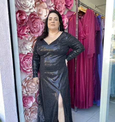 Vestido Paete Plus Size