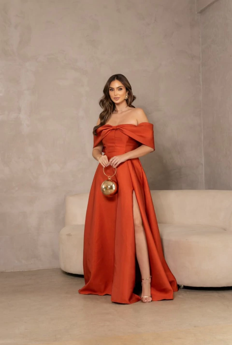 vestido liso ombro a ombro c/ laço