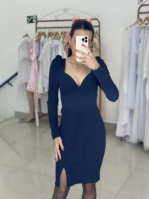 Vestido Midi Manga Longa Malha