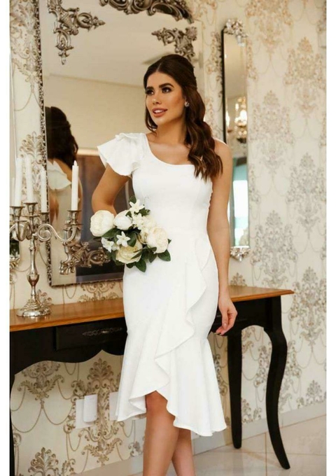 Vestido nula manga com Babado - comprar online