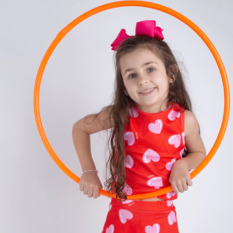 Musculosa Estampada - Rojo Corazones Rosa - comprar online