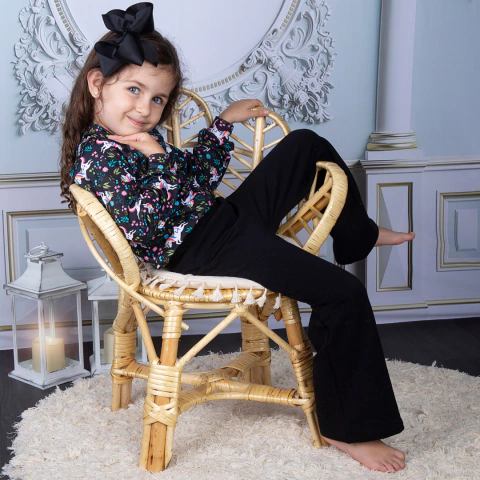 Pantalon Wide Leg Friza - Negro (talle 6)