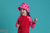 Remera UV Mangas Largas - Corazones Rojo con Chicle (talle 2 anos)