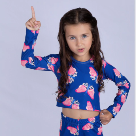 Remera Morley Manga Larga Mariposa Azul (talle 12) - comprar online