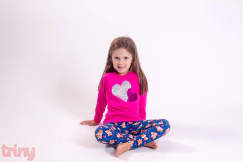 Remera Corazon Lentejuelas Reversibles Fucsia (talle 2)